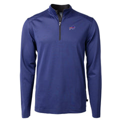 Buffalo Bills Cutter & Buck Virtue Eco Pique Micro Stripe Recycled Quarter-Zip Pullover Top - Royal/Black - NFL