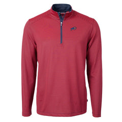 Buffalo Bills Cutter & Buck Virtue Eco Pique Micro Stripe Recycled Quarter-Zip Pullover Top - Red/Navy - NFL
