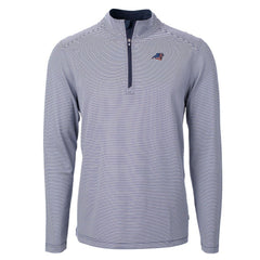 Carolina Panthers Cutter & Buck Virtue Eco Pique Micro Stripe Recycled Quarter-Zip Pullover Top - Navy/White - NFL