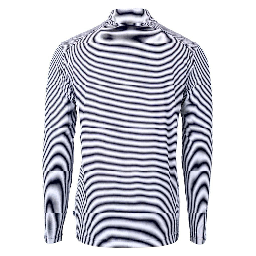 Carolina Panthers Cutter & Buck Virtue Eco Pique Micro Stripe Recycled Quarter-Zip Pullover Top - Navy/White - NFL