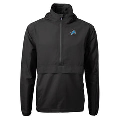 Detroit Lions Cutter & Buck Charter Eco Recycled Anorak Half-Zip Jacket - Black - NFL