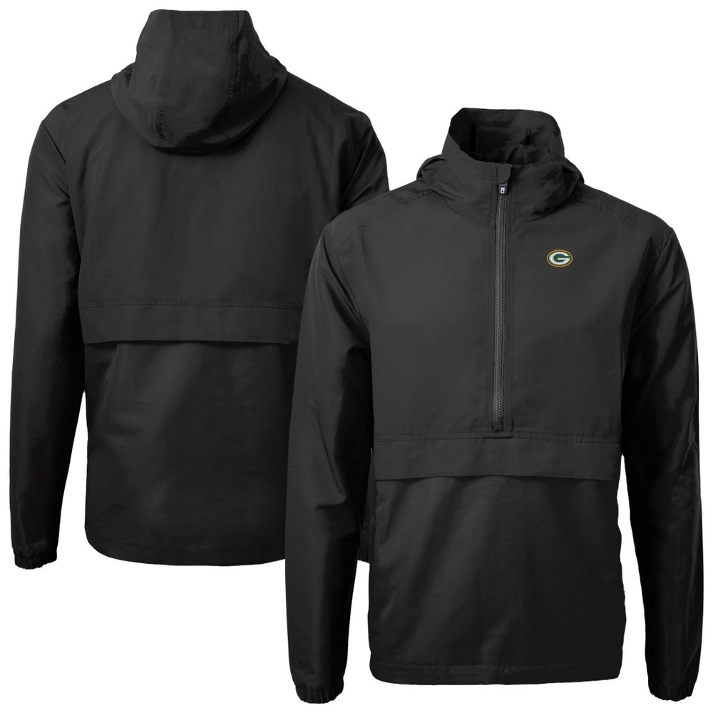 Green Bay Packers Cutter & Buck Charter Eco Recycled Anorak Half-Zip Jacket - Black - NFL