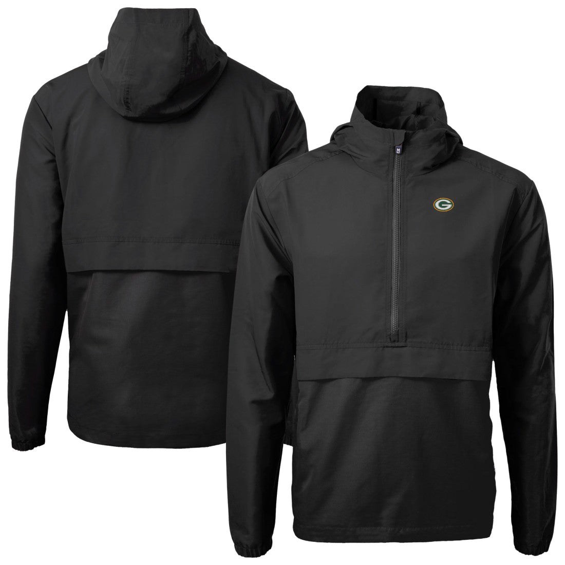 Green Bay Packers Cutter & Buck Charter Eco Recycled Anorak Half-Zip Jacket - Black - NFL