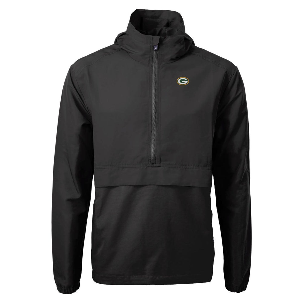 Green Bay Packers Cutter & Buck Charter Eco Recycled Anorak Half-Zip Jacket - Black - NFL