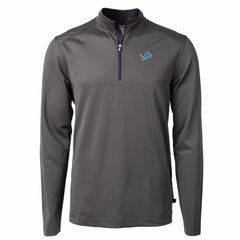 Detroit Lions Cutter & Buck Virtue Eco Pique Micro Stripe Recycled Quarter-Zip Pullover Top - Black/Gray - NFL
