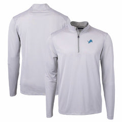 Detroit Lions Cutter & Buck Virtue Eco Pique Micro Stripe Recycled Quarter-Zip Pullover Top - Gray/White - NFL