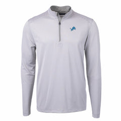 Detroit Lions Cutter & Buck Virtue Eco Pique Micro Stripe Recycled Quarter-Zip Pullover Top - Gray/White - NFL