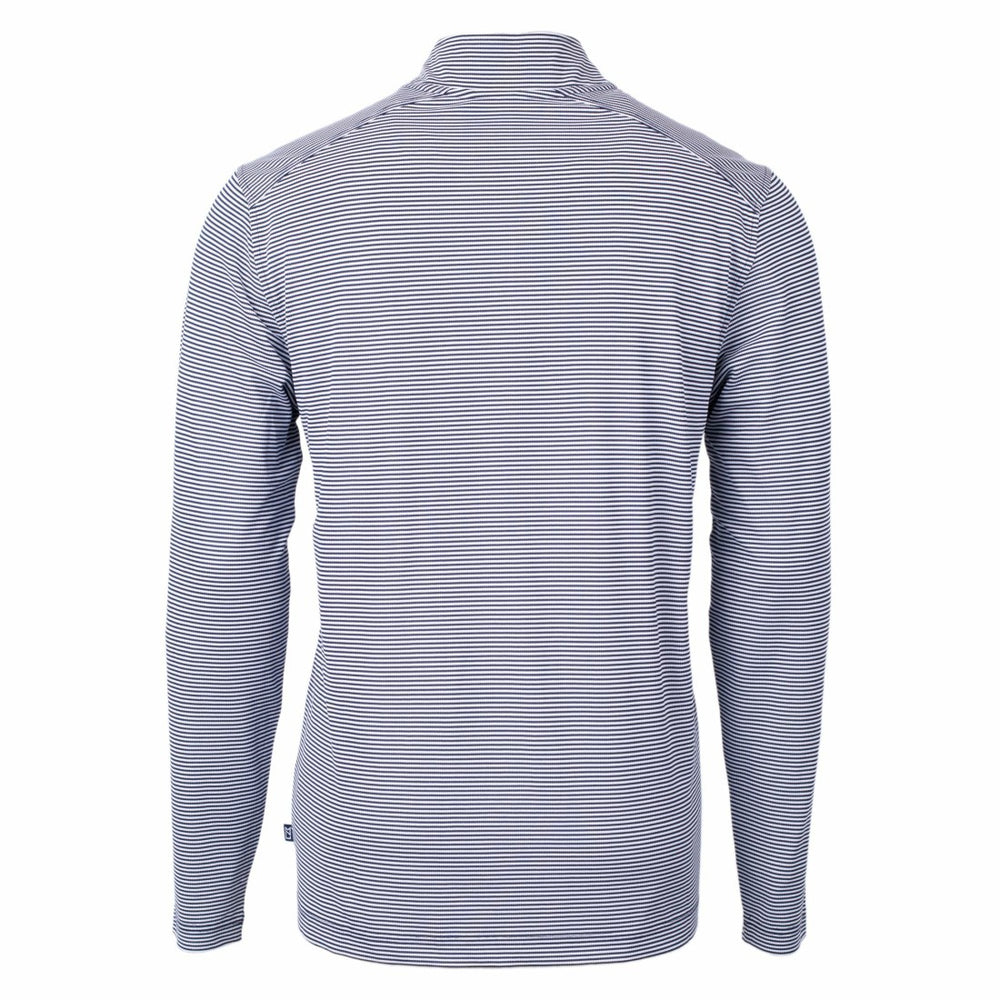 Detroit Lions Cutter & Buck Virtue Eco Pique Micro Stripe Recycled Quarter-Zip Pullover Top - Navy/White - NFL