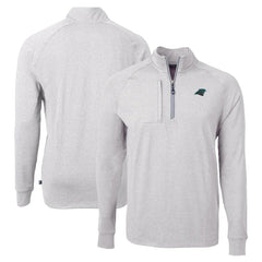Carolina Panthers Cutter & Buck Adapt Eco Knit Quarter-Zip Pullover Top - Heather Gray - NFL