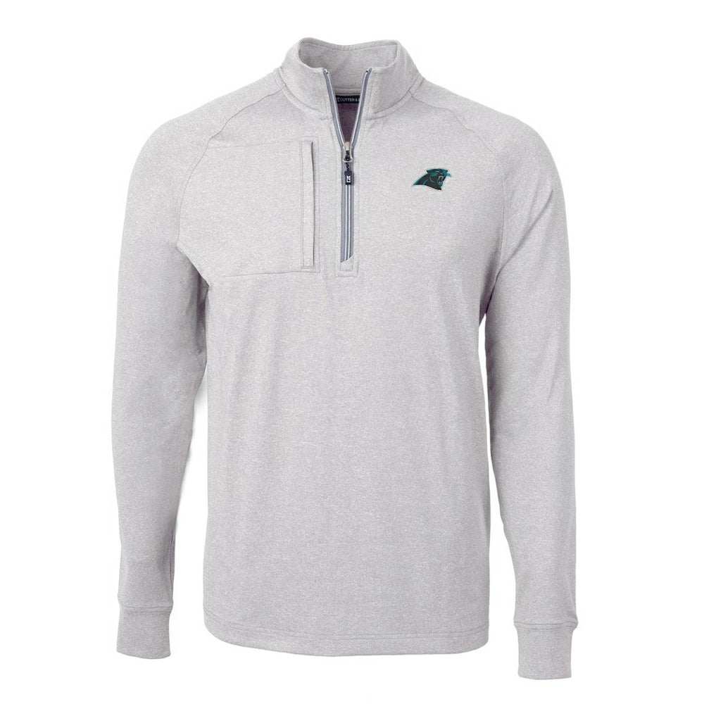Carolina Panthers Cutter & Buck Adapt Eco Knit Quarter-Zip Pullover Top - Heather Gray - NFL