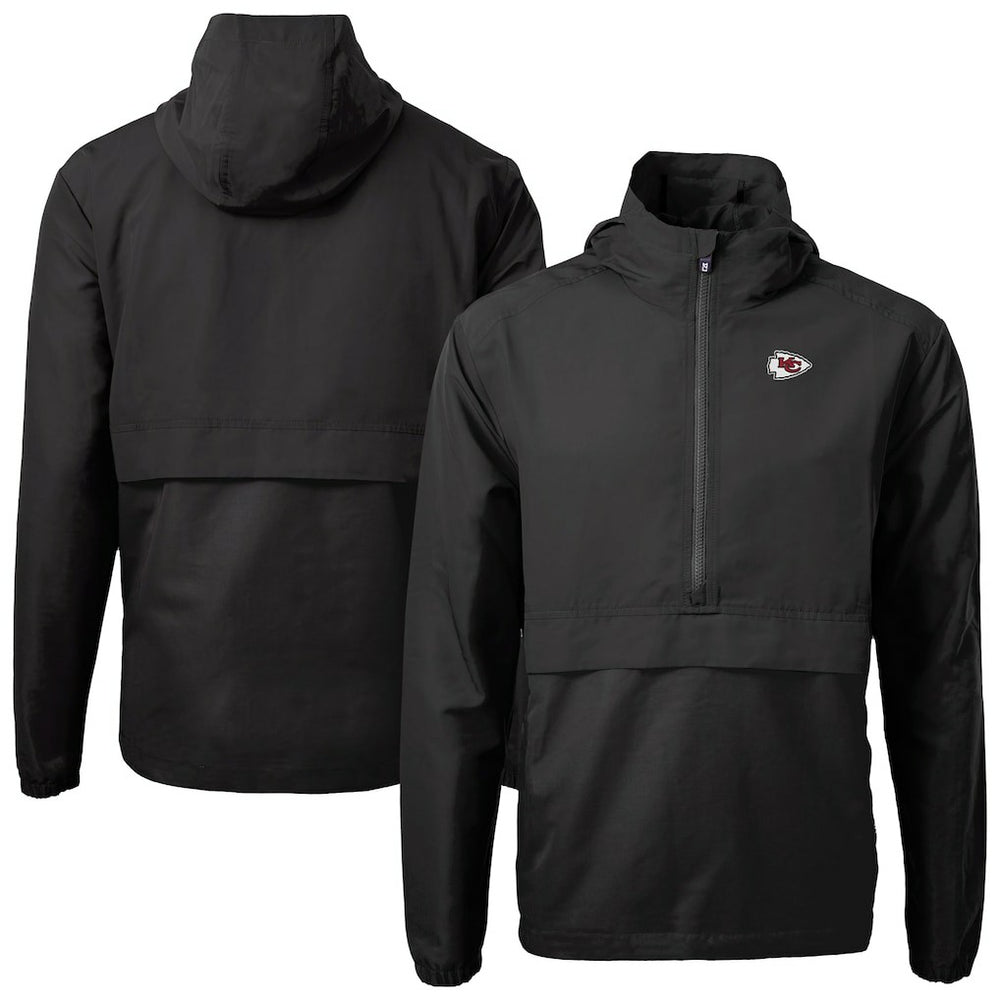Kansas City Chiefs Cutter & Buck Charter Eco Recycled Anorak Half-Zip Jacket - Black - NFL