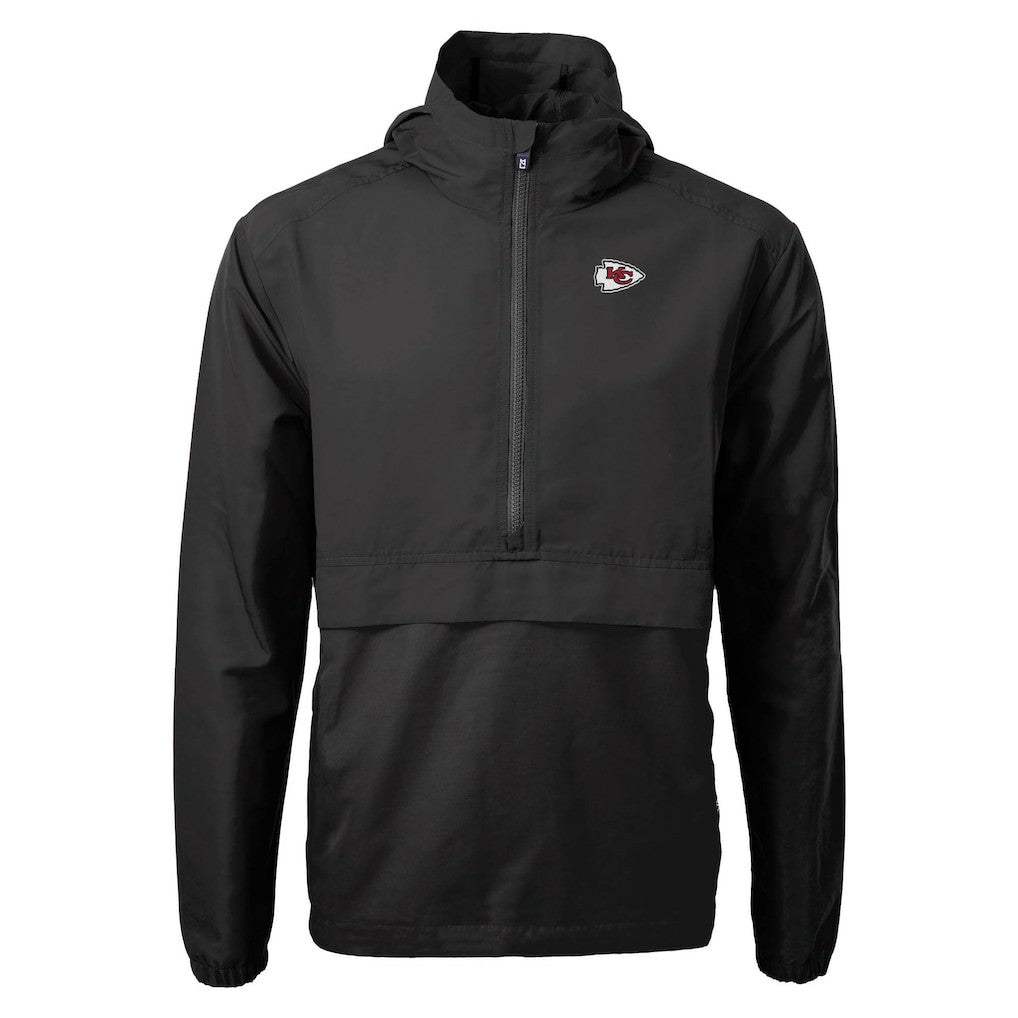 Kansas City Chiefs Cutter & Buck Charter Eco Recycled Anorak Half-Zip Jacket - Black - NFL