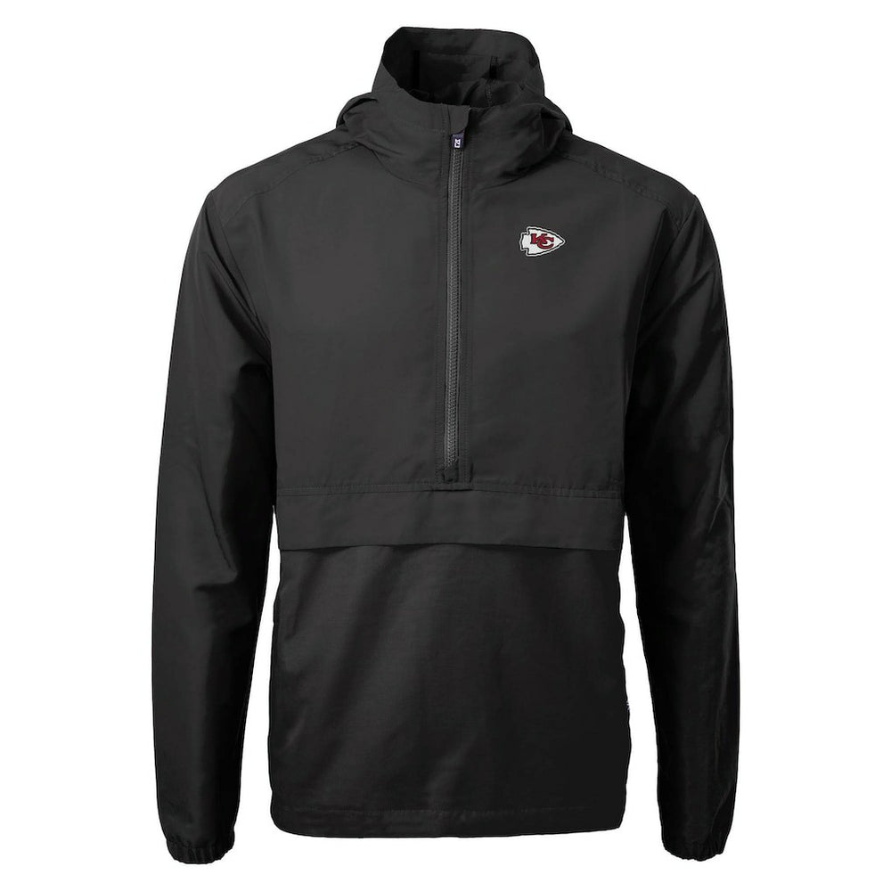 Kansas City Chiefs Cutter & Buck Charter Eco Recycled Anorak Half-Zip Jacket - Black - NFL