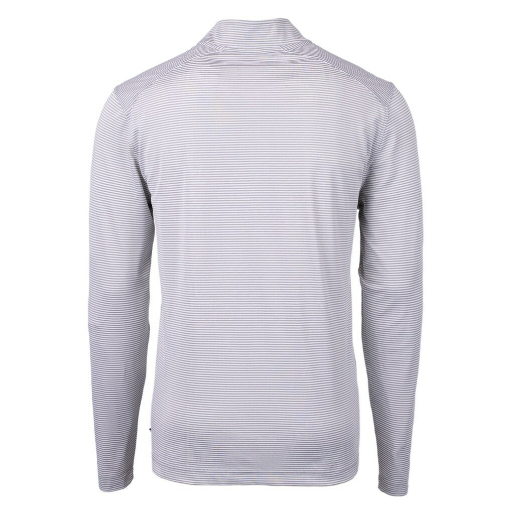 Green Bay Packers Cutter & Buck Virtue Eco Pique Micro Stripe Recycled Quarter-Zip Pullover Top - Gray/White - NFL