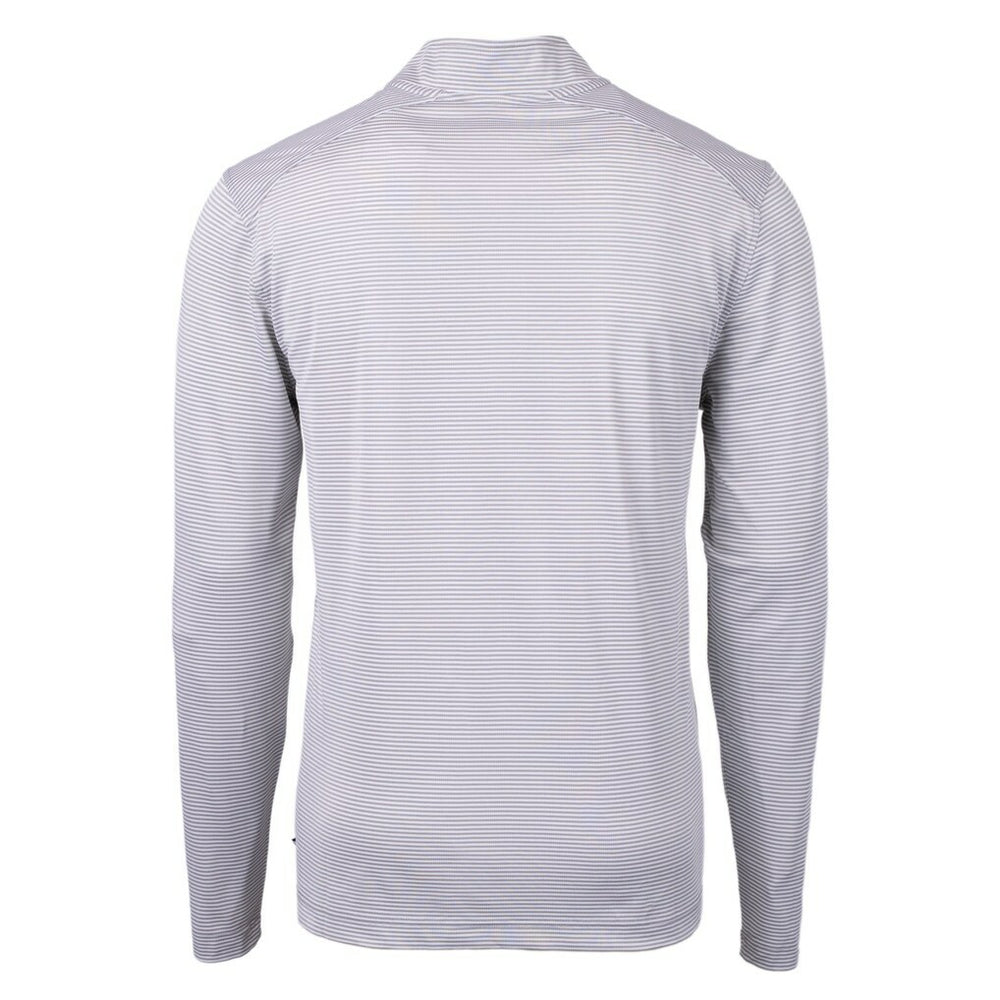 Green Bay Packers Cutter & Buck Virtue Eco Pique Micro Stripe Recycled Quarter-Zip Pullover Top - Gray/White - NFL