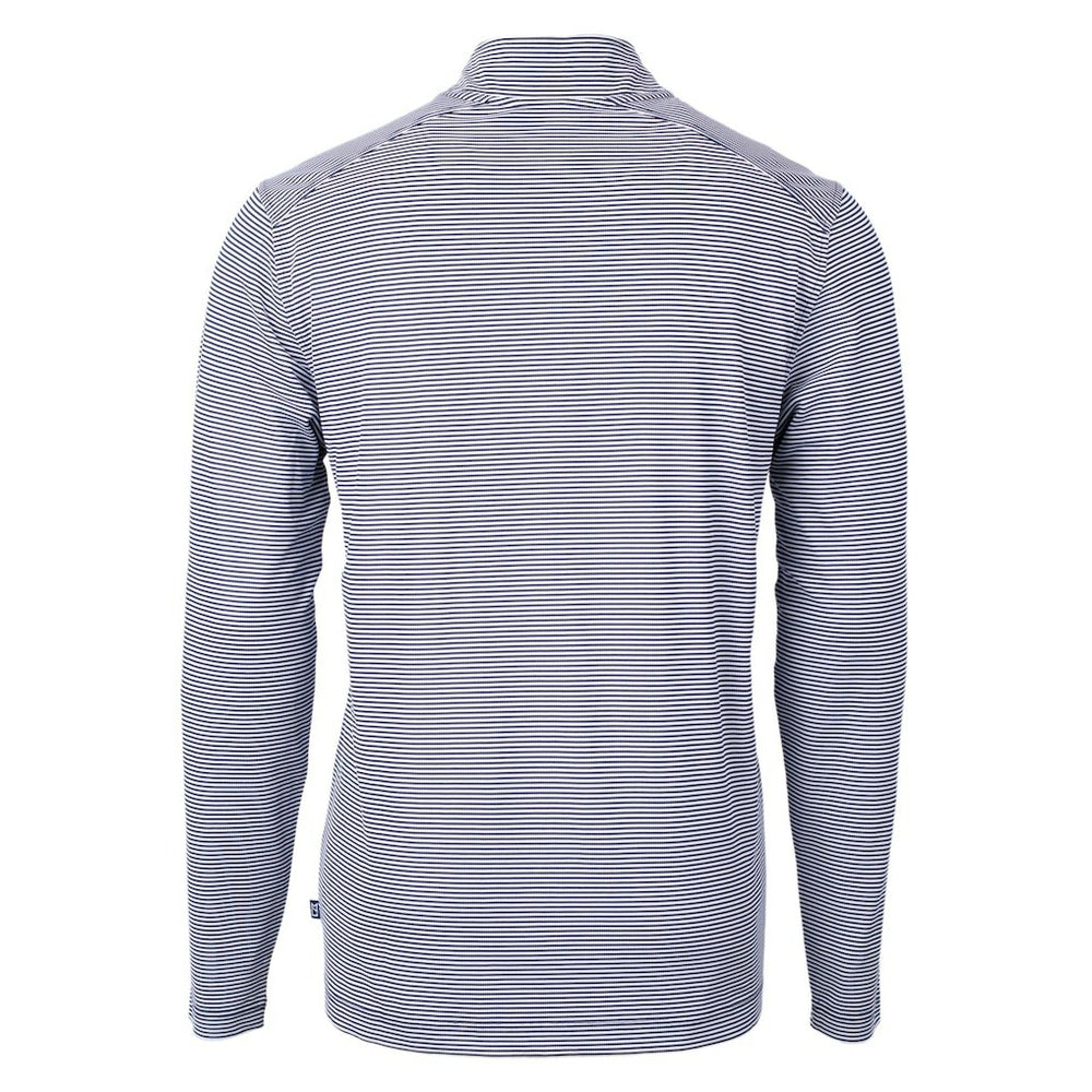 Green Bay Packers Cutter & Buck Virtue Eco Pique Micro Stripe Recycled Quarter-Zip Pullover Top - Navy/White - NFL