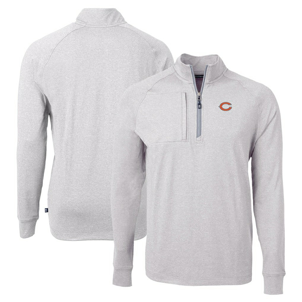 Chicago Bears Cutter & Buck Adapt Eco Knit Quarter-Zip Pullover Top - Heather Gray - NFL