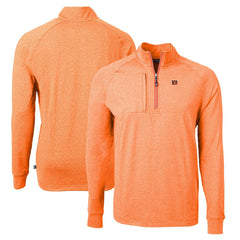 Cincinnati Bengals Cutter & Buck Adapt Eco Knit Quarter-Zip Pullover Top - Heather Orange - NFL