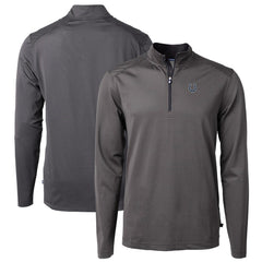 Indianapolis Colts Cutter & Buck Virtue Eco Pique Micro Stripe Recycled Quarter-Zip Pullover Top - Black/Gray - NFL