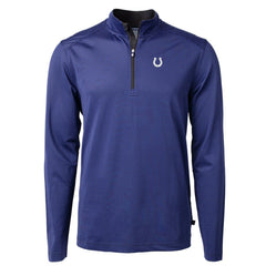 Indianapolis Colts Cutter & Buck Virtue Eco Pique Micro Stripe Recycled Quarter-Zip Pullover Top - Royal/Black - NFL