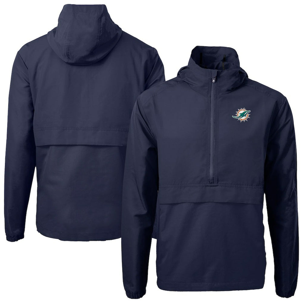 Miami Dolphins Cutter & Buck Charter Eco Recycled Anorak Half-Zip Jacket - Blue - NFL