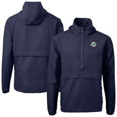 Miami Dolphins Cutter & Buck Charter Eco Recycled Anorak Half-Zip Jacket - Blue - NFL