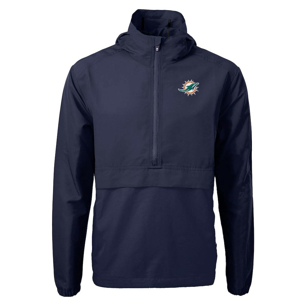 Miami Dolphins Cutter & Buck Charter Eco Recycled Anorak Half-Zip Jacket - Blue - NFL