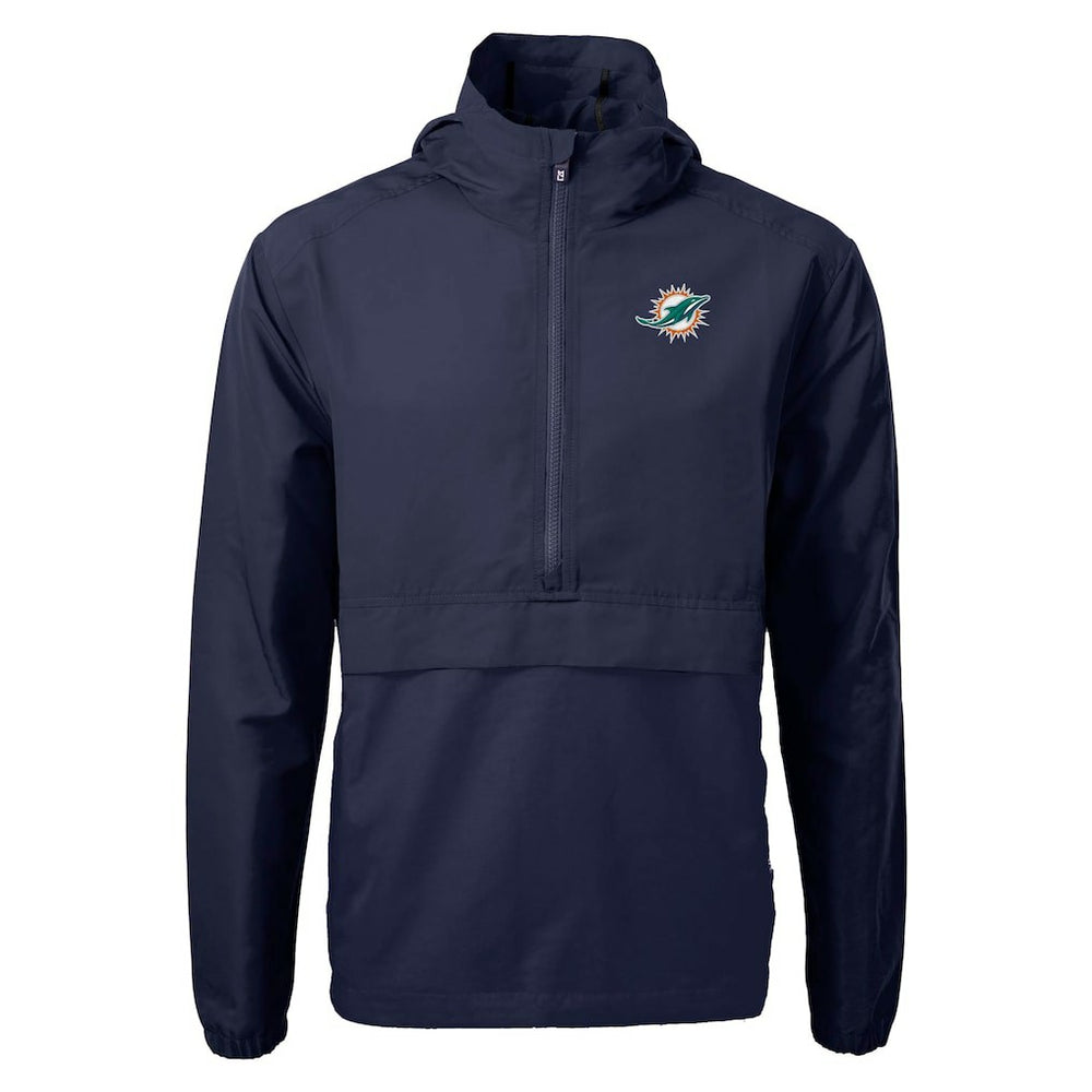 Miami Dolphins Cutter & Buck Charter Eco Recycled Anorak Half-Zip Jacket - Blue - NFL