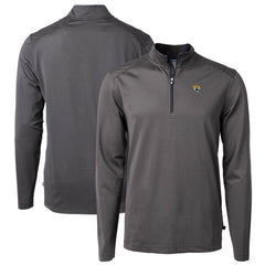 Jacksonville Jaguars Cutter & Buck Virtue Eco Pique Micro Stripe Recycled Quarter-Zip Pullover Top - Black/Gray - NFL
