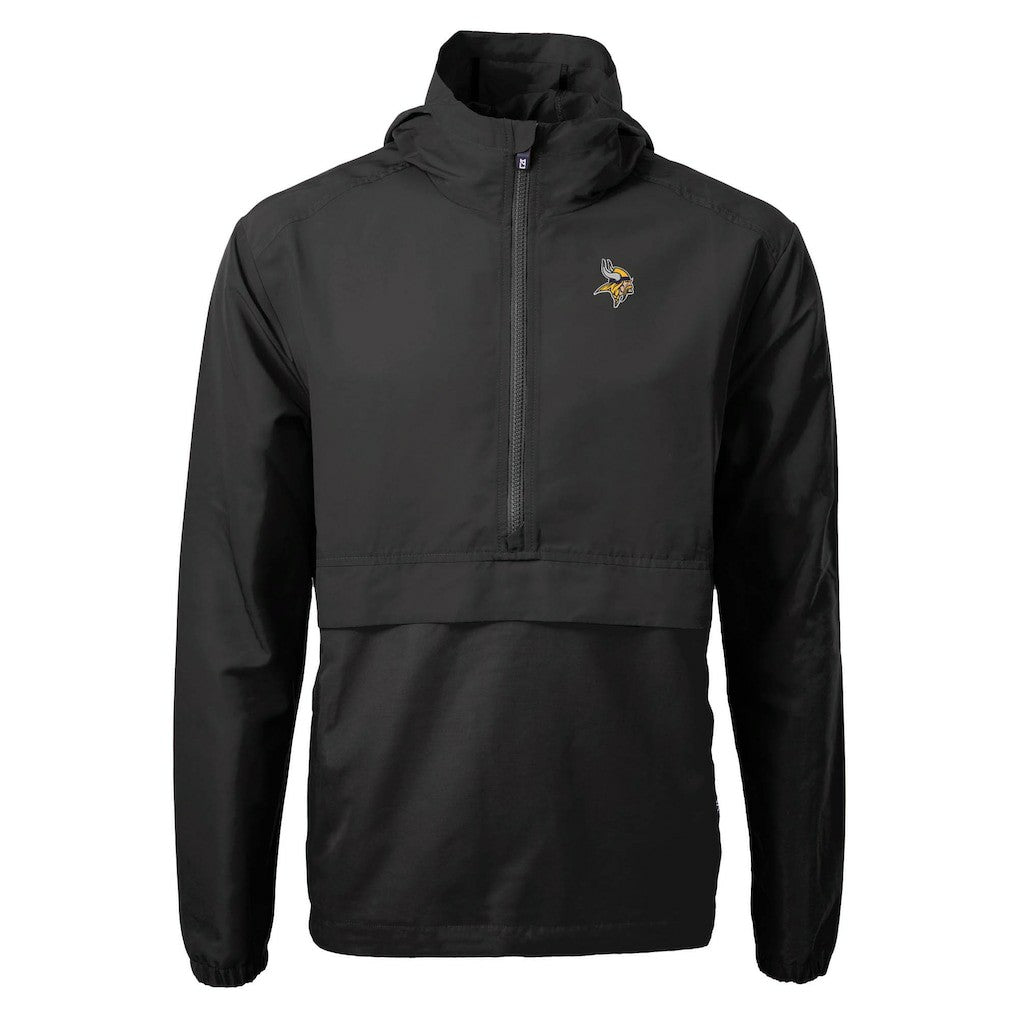 Minnesota Vikings Cutter & Buck Charter Eco Recycled Anorak Half-Zip Jacket - Black - NFL