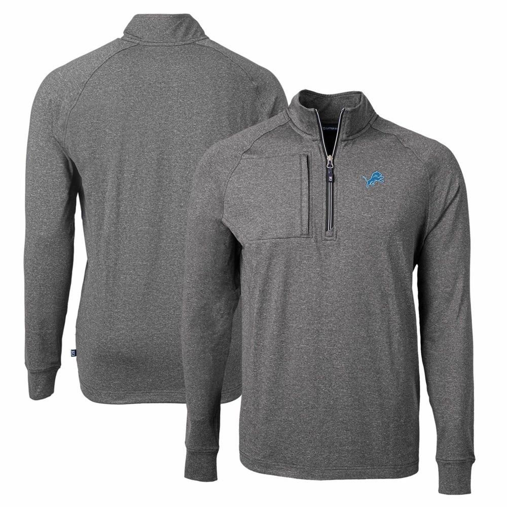 Detroit Lions Cutter & Buck Adapt Eco Knit Quarter-Zip Pullover Top - Heather Black - NFL