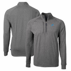 Detroit Lions Cutter & Buck Adapt Eco Knit Quarter-Zip Pullover Top - Heather Black - NFL