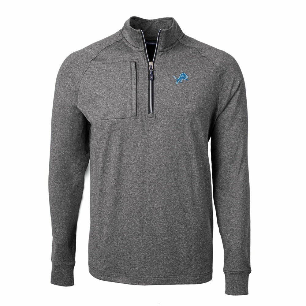 Detroit Lions Cutter & Buck Adapt Eco Knit Quarter-Zip Pullover Top - Heather Black - NFL