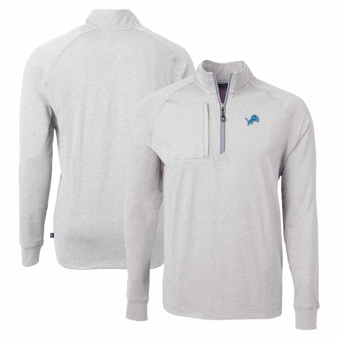 Detroit Lions Cutter & Buck Adapt Eco Knit Quarter-Zip Pullover Top - Heather Gray - NFL