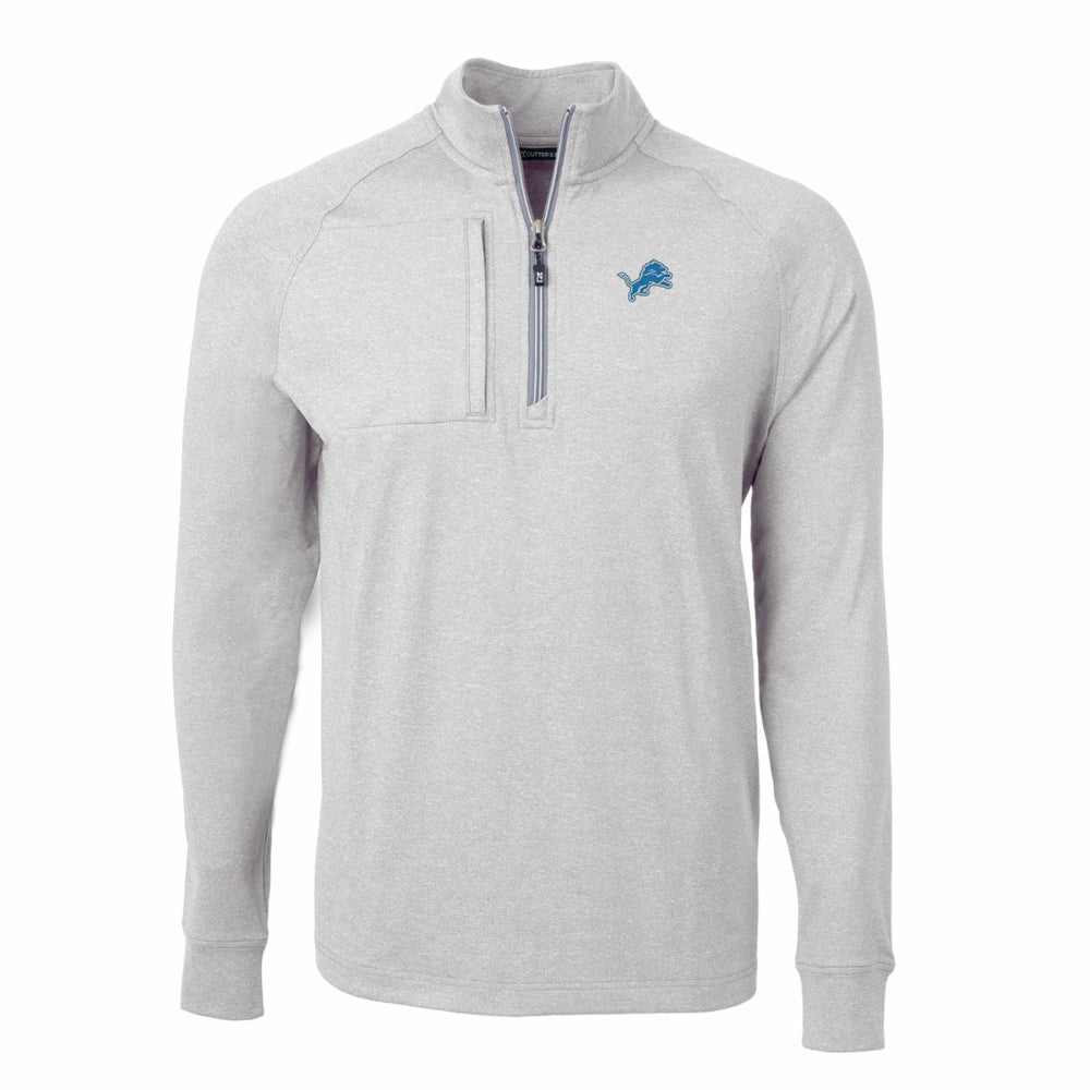 Detroit Lions Cutter & Buck Adapt Eco Knit Quarter-Zip Pullover Top - Heather Gray - NFL