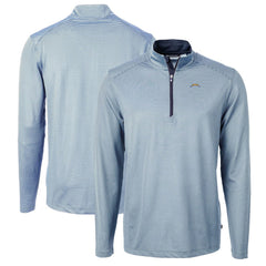 Los Angeles Chargers Cutter & Buck Virtue Eco Pique Micro Stripe Recycled Quarter-Zip Pullover Top - Powder Blue/Navy - NFL