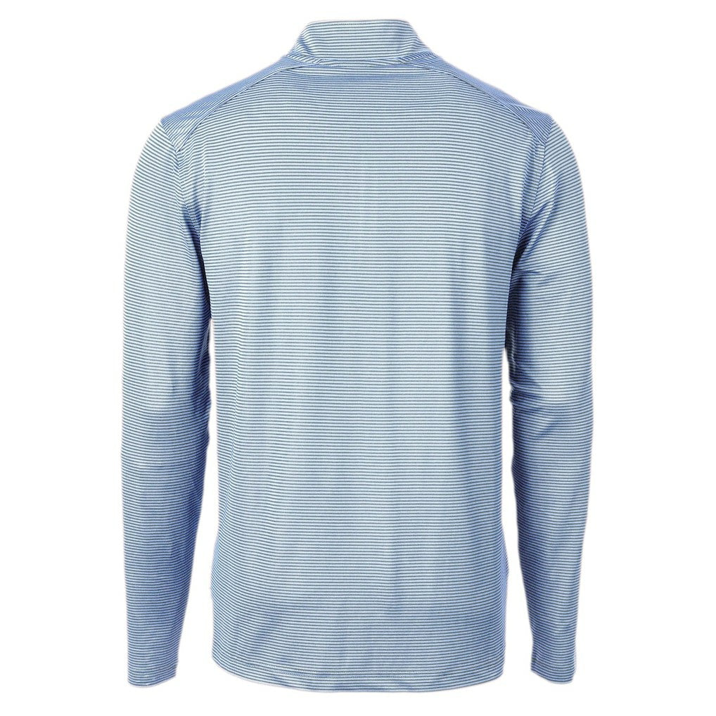 Los Angeles Chargers Cutter & Buck Virtue Eco Pique Micro Stripe Recycled Quarter-Zip Pullover Top - Powder Blue/Navy - NFL