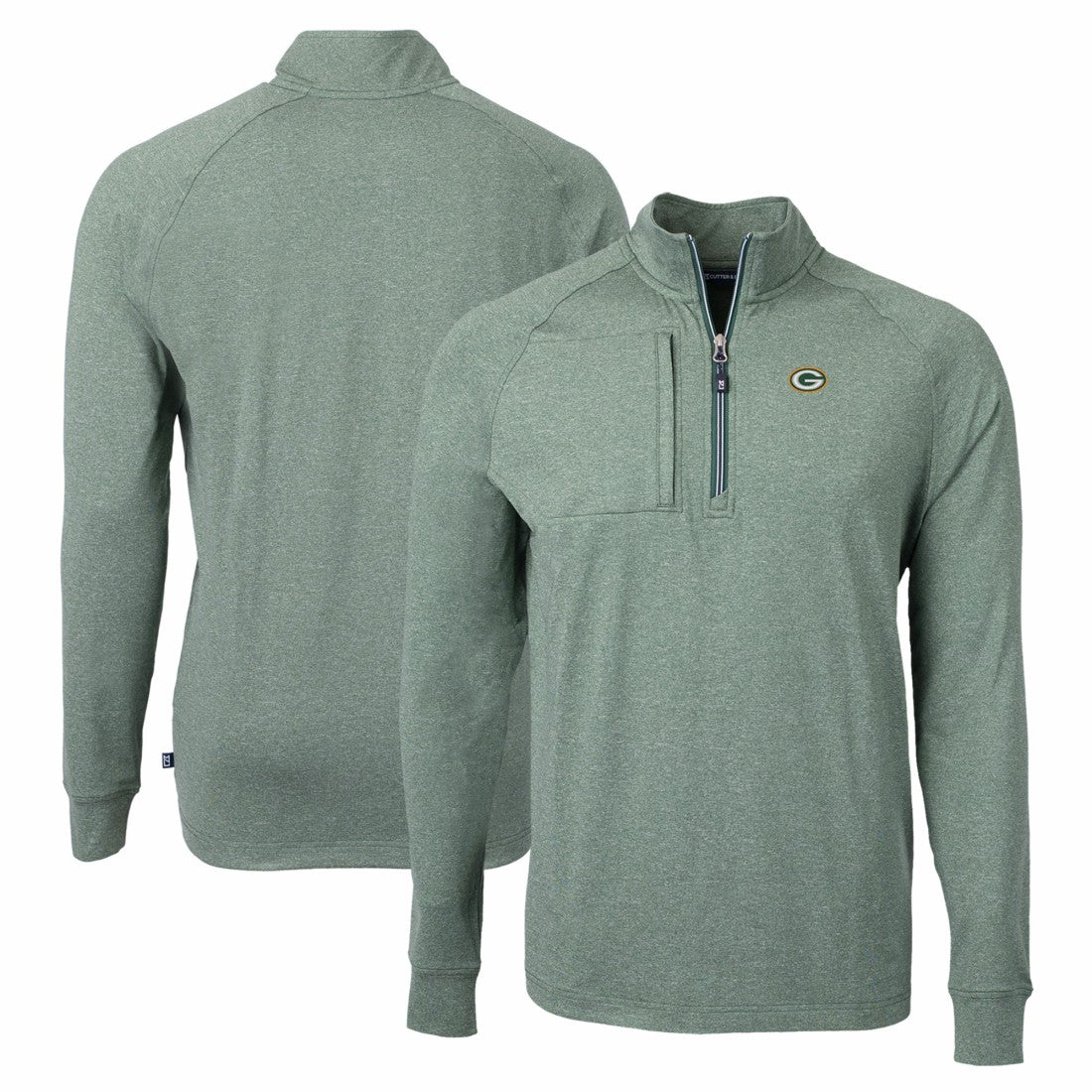 Green Bay Packers Cutter & Buck Adapt Eco Knit Quarter-Zip Pullover Top - Heather Green - NFL