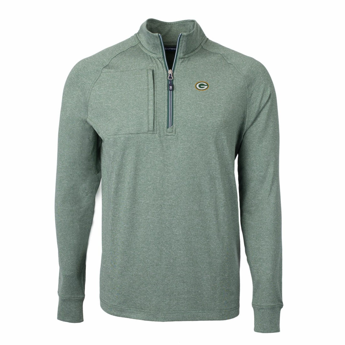 Green Bay Packers Cutter & Buck Adapt Eco Knit Quarter-Zip Pullover Top - Heather Green - NFL