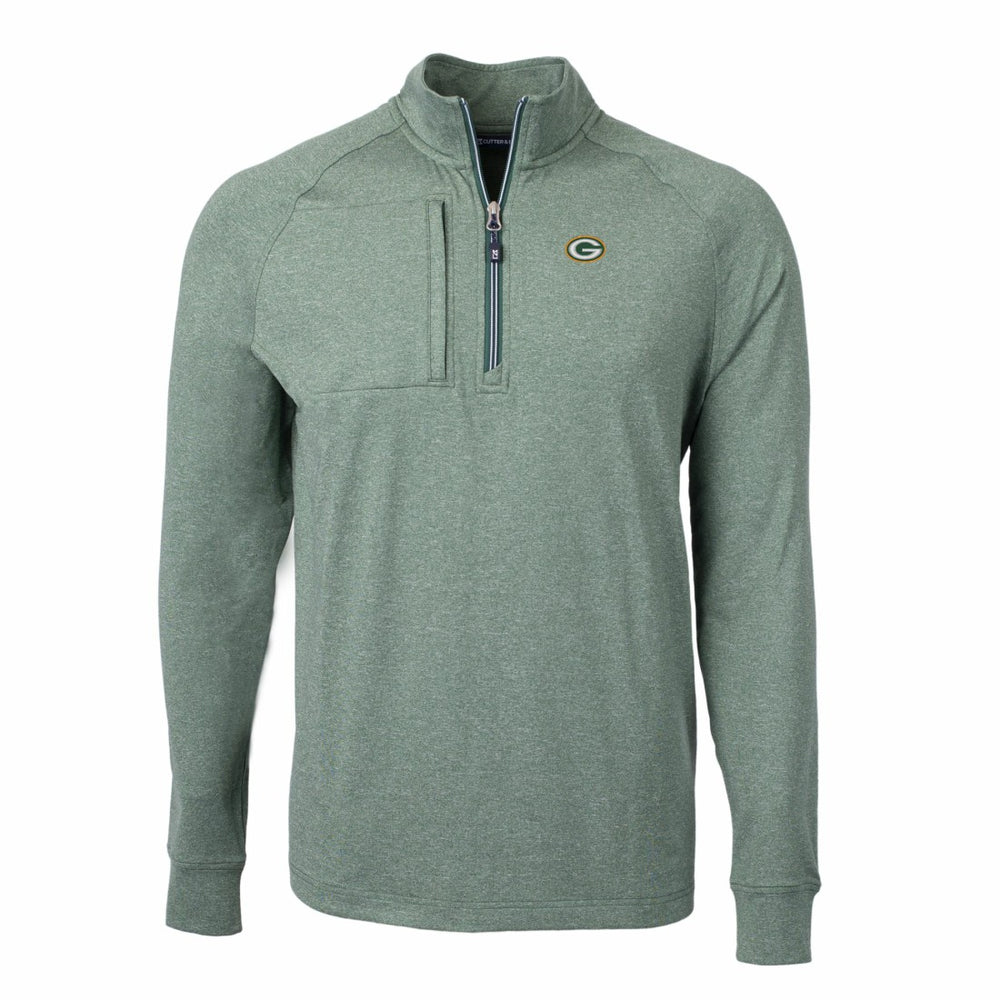Green Bay Packers Cutter & Buck Adapt Eco Knit Quarter-Zip Pullover Top - Heather Green - NFL