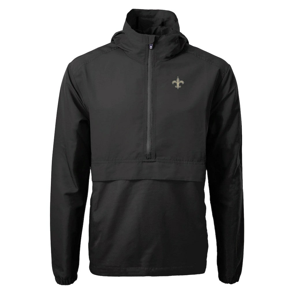 New Orleans Saints Cutter & Buck Charter Eco Recycled Anorak Half-Zip Jacket - Black - NFL