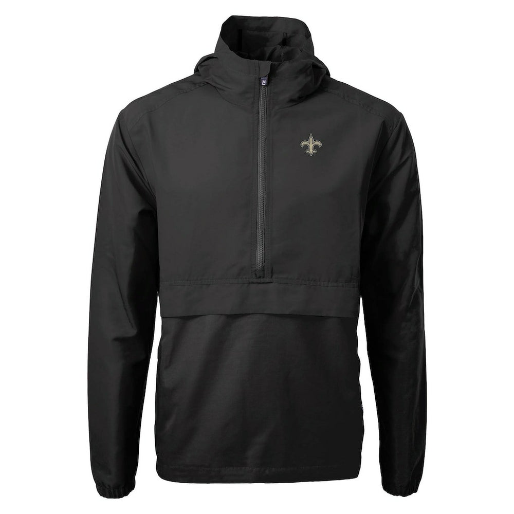 New Orleans Saints Cutter & Buck Charter Eco Recycled Anorak Half-Zip Jacket - Black - NFL