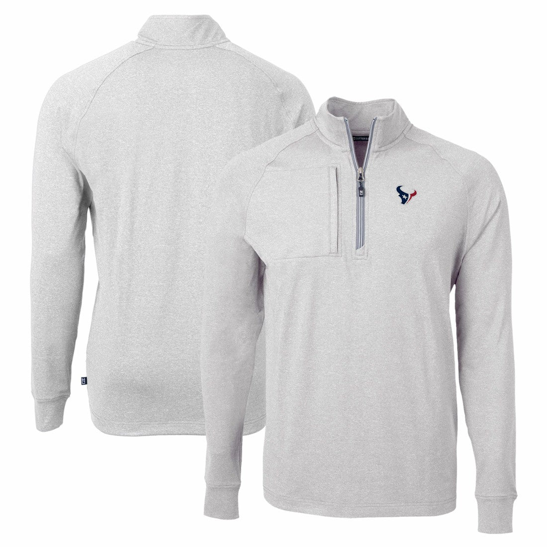 Houston Texans Cutter & Buck Adapt Eco Knit Quarter-Zip Pullover Top - Heather Gray - NFL