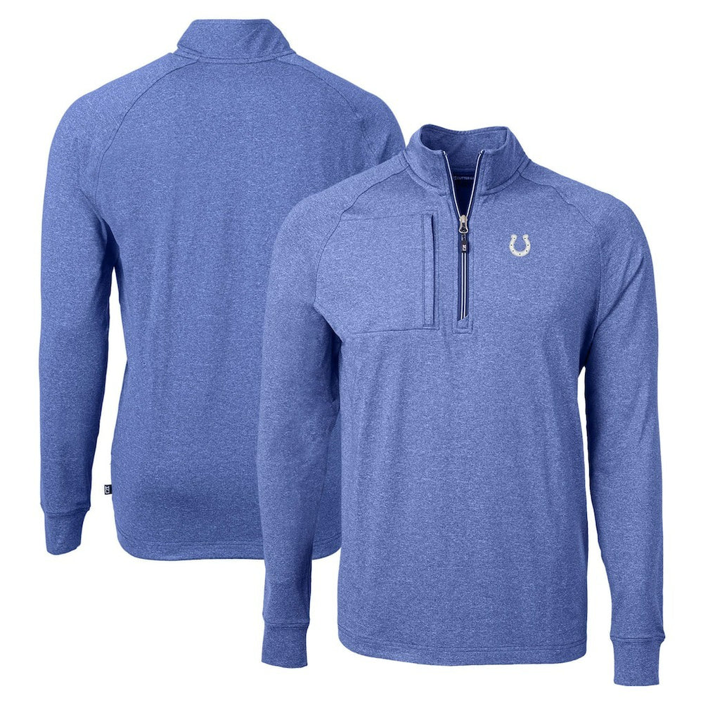 Indianapolis Colts Cutter & Buck Adapt Eco Knit Quarter-Zip Pullover Top - Royal - NFL