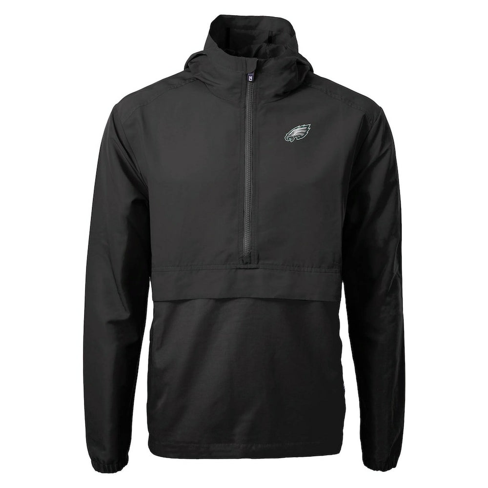 Philadelphia Eagles Cutter & Buck Charter Eco Recycled Anorak Half-Zip Jacket - Black - NFL
