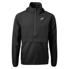 Philadelphia Eagles Cutter & Buck Charter Eco Recycled Anorak Half-Zip Jacket - Black - NFL