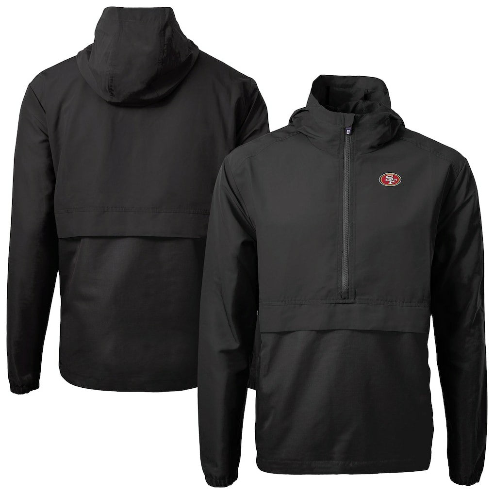 San Francisco 49ers Cutter & Buck Charter Eco Recycled Anorak Half-Zip Jacket - Black - NFL