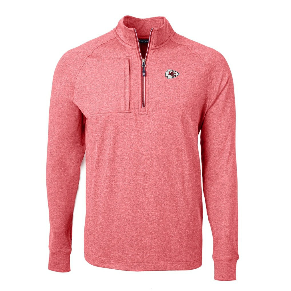 Kansas City Chiefs Cutter & Buck Adapt Eco Knit Quarter-Zip Pullover Top - Heather Red - NFL