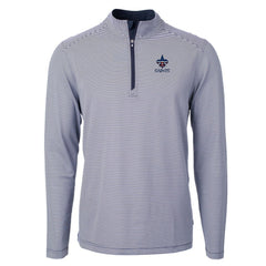 New Orleans Saints Cutter & Buck Virtue Eco Pique Micro Stripe Recycled Quarter-Zip Pullover Top - Navy/White - NFL
