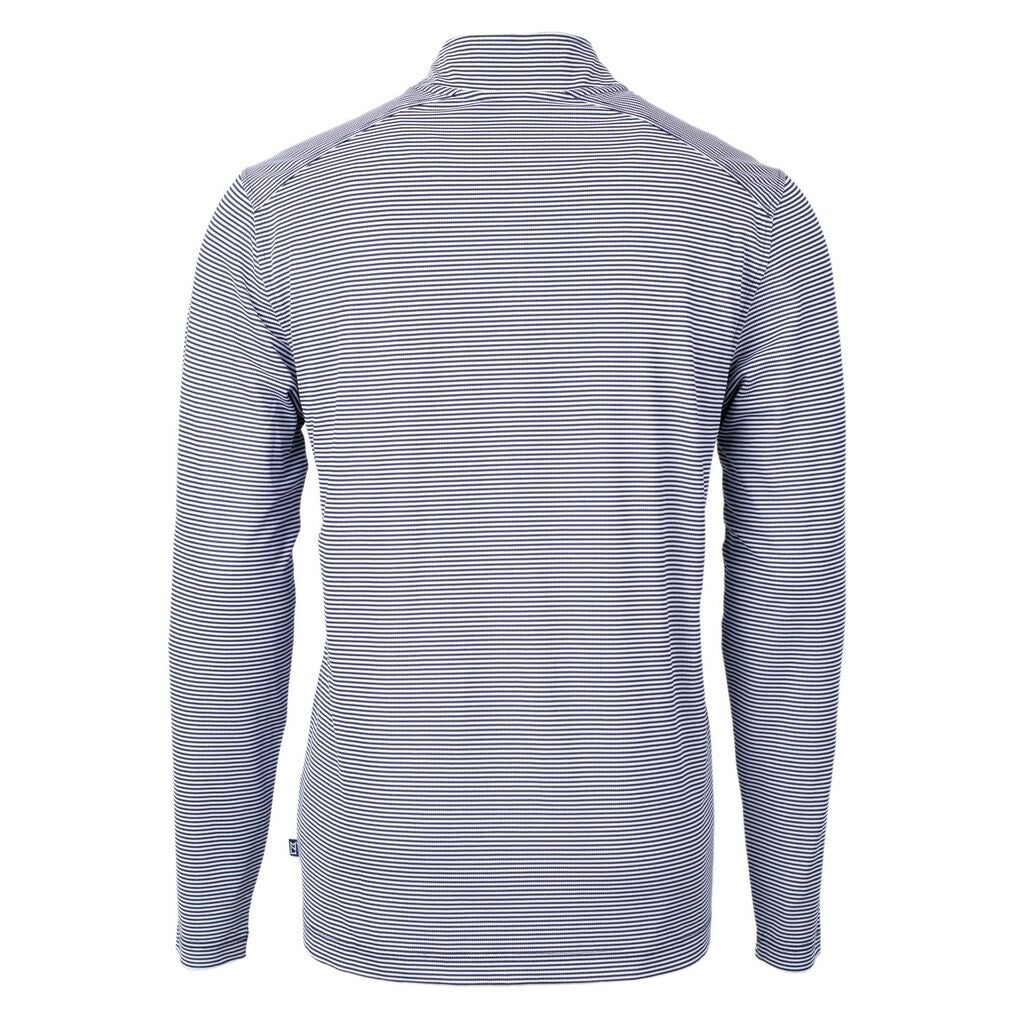 New Orleans Saints Cutter & Buck Virtue Eco Pique Micro Stripe Recycled Quarter-Zip Pullover Top - Navy/White - NFL